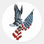 Bald Eagle with American Flag Round Sticker