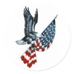 Bald Eagle with American Flag Round Sticker