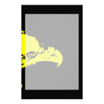 bald eagle yellow graphical facing right black stationery