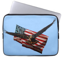 Bald Eagles USA Patriotic Military Laptop Sleeve