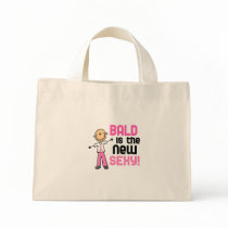 Bald Is The New Sexy Breast Cancer Stick Figure Tote Bags