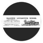 Baldwin Locomotive Company Established 1831 Round Stickers