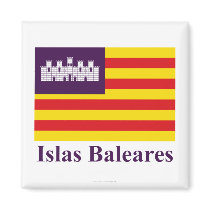 Balearic Islands flag with name Magnet