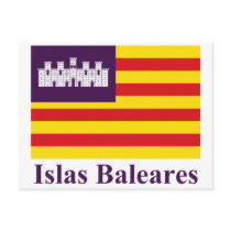 Balearic Islands flag with name Postcards