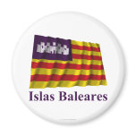 Balearic Islands waving flag with name Refrigerator Magnets