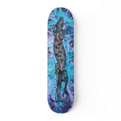 BALI lizard blue | blue splatter Skate Board Deck by EDDArtSHOP