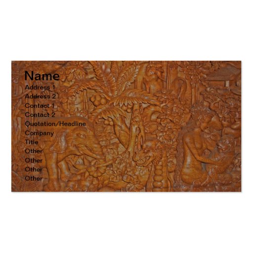 Bali Wood Carving One-of-a-Kind Art Business Cards (front side)
