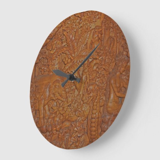 Bali Wood Carving Wall Clock Zazzle