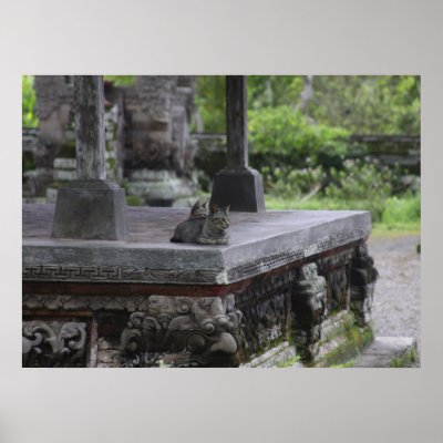 Balinese Temple Cats Print by BaliImages