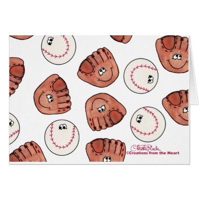 Ball and Glove collage Greeting Card by creationhrt