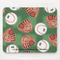 Ball and Glove Collage Field Background Mouse Pads