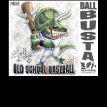 Ball Busta Dinosaur Baseball t-shirts by mudgestudios Ball Busta Dinosaur Baseball t-shirts
