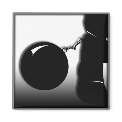 Ball & Chain Square Magnet by NotQuiteRightDesign