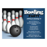Ball & Pins Blue Bowling Birthday Party Invitation