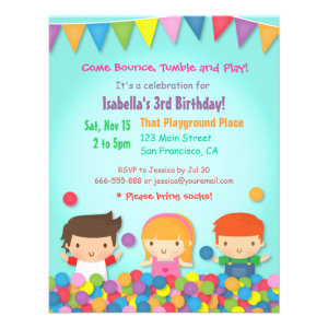 Ball Pit Cute Kids Birthday Party Invitations