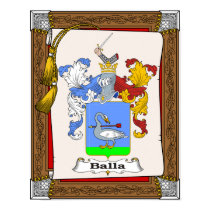 Balla2 family coat of arms on presentation scroll posters by NemethArt Balla2 family coat of arms on presentation scroll posters