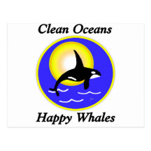 Ballenas felices de los océanos limpios de la ball postales