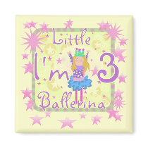 Ballerina 3rd Birthday Tshirts and Gifts Refrigerator Magnet