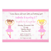 Ballerina Ballet Dance BIrthday Invitations