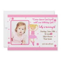 Ballerina Ballet Photo Birthday Party Invitations