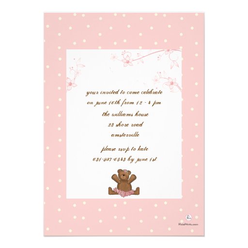 Ballerina Bear Birthday Invitation