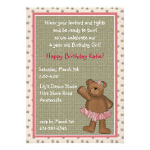Ballerina Bear Invitation