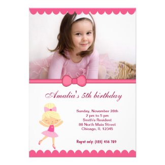 Ballerina Birthday Girl Custom Invites