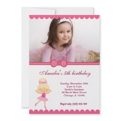 Ballerina Birthday Girl Custom Invites by graphicdesign