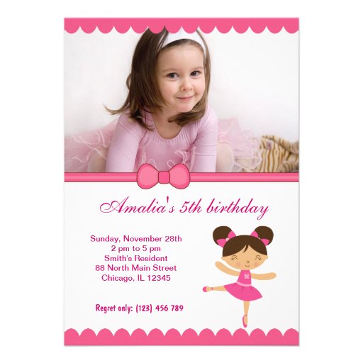 Ballerina Birthday Girl Personalized Announcement