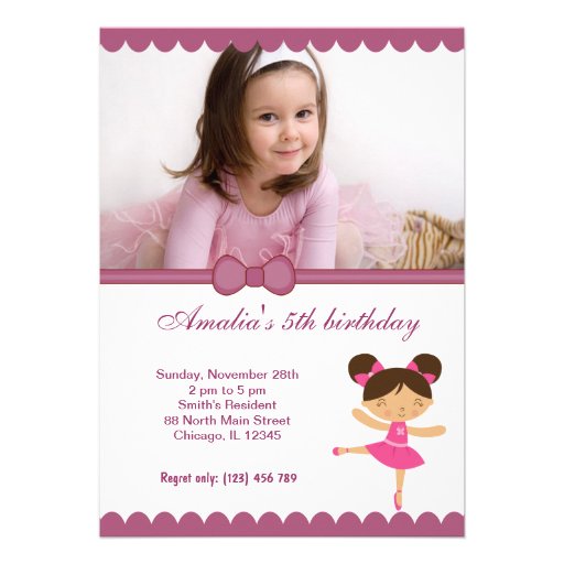 Ballerina Birthday Girl Personalized Invitations