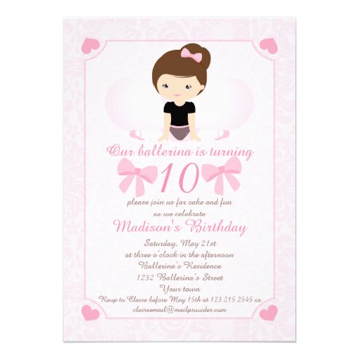Ballerina Birthday Party Announcement