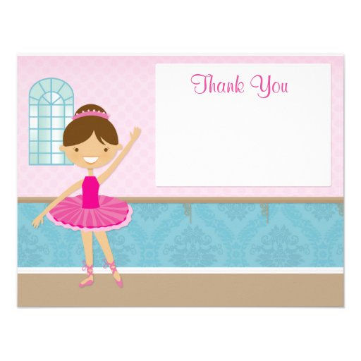 Ballerina Birthday Party Thank You Card Invitations