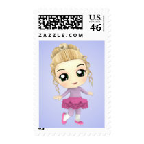 Ballerina Chibi Girl Custom Postage postage by megakawaii Ballerina Chibi Girl Custom Postage postage