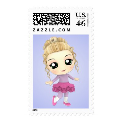Ballerina Chibi Girl Custom Postage by megakawaii