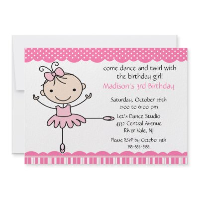 Ballerina Dance Birthday Invitation by celebrateitinvites