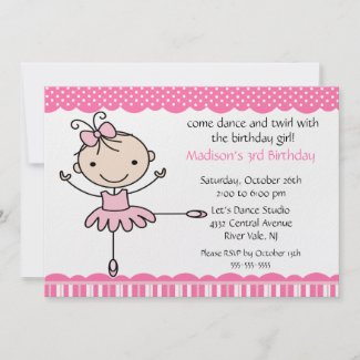 Ballerina Dance Birthday Invitation zazzle_invitation