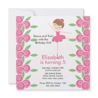 Ballerina Dance Birthday Invitation invitation