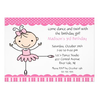 Ballerina Dance Birthday Invitation