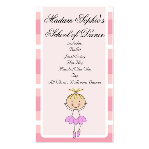 ballerina,dance,business card,cute,pink,sweet,fun (back side)