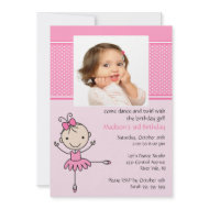 Ballerina Dance Photo Birthday Invitation invitation