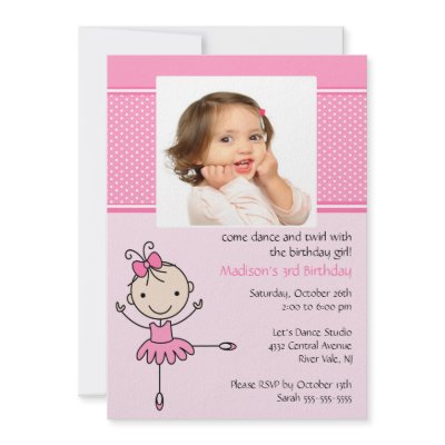Ballerina Dance Photo Birthday Invitation by celebrateitinvites