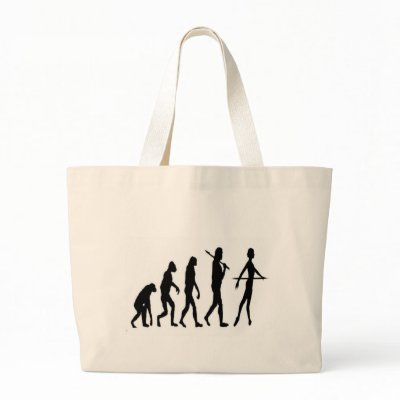 Ballerina Evolution Darwin's Ballerina--Funny Canvas Bags by gailg1957