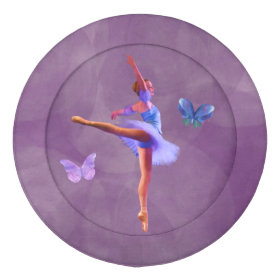 Ballerina in Arabesque Position in Purple and Blue Pack Of Large Button Covers