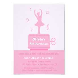 Ballerina Music Box Girl Birthday Party 4.5x6.25 Paper Invitation Card