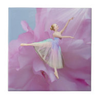 Ballerina on Pink and Blue Tile tile