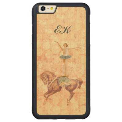 Ballerina On Pointe on Horseback, Monogram Carved® Maple iPhone 6 Plus Bumper Case