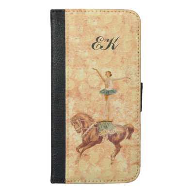 Ballerina On Pointe on Horseback, Monogram iPhone 6/6S Plus Wallet Case