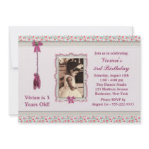 Ballerina Pink Photo Birthday Party Custom Invites