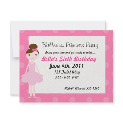 Ballerina Princess Party Personalized Invitations by cupcakecutieesdesign
