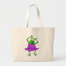 Ballerina Purple Tutu Dancing Frog Canvas Bag
